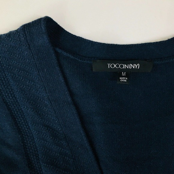 Toccin NY Women's Medium Sweater Dress Blue Felicity Button Front V-Neck CZ21 - Picture 3 of 5